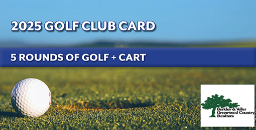 Save BIG on 5 Rounds of Golf with Cart, thanks to Berkley & Veller Greenwood Country Realtors!